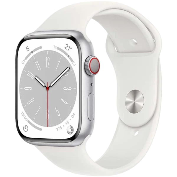 Apple Watch Series 8 GPS + Cellular 45mm Aluminio Plata con Correa Deportiva Blanca - Desprecintado