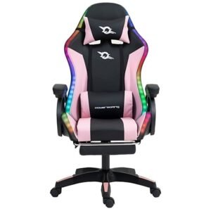 powegaming_led_rgb_silla_reposapies_negro_rosa_001_l PowerGaming LED RGB Reposapiés Negro+Rosa 120kg Silla - Clase B Reacondicionado