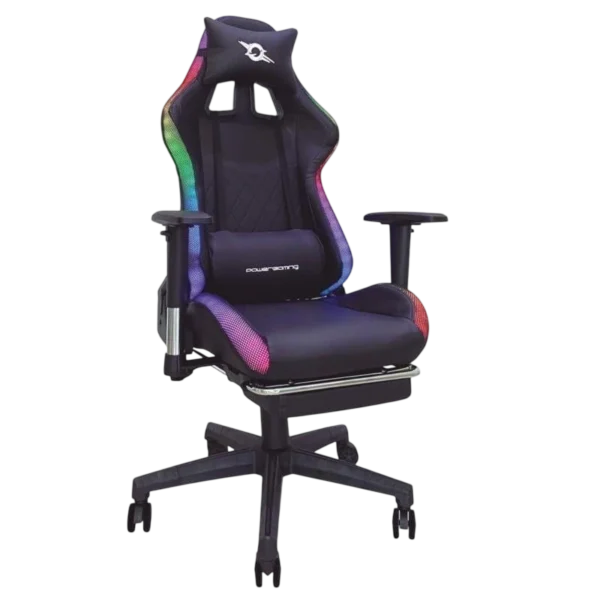 PowerGaming LED RGB V2 Negro con Reposapiés 90kg Silla - Desprecintado